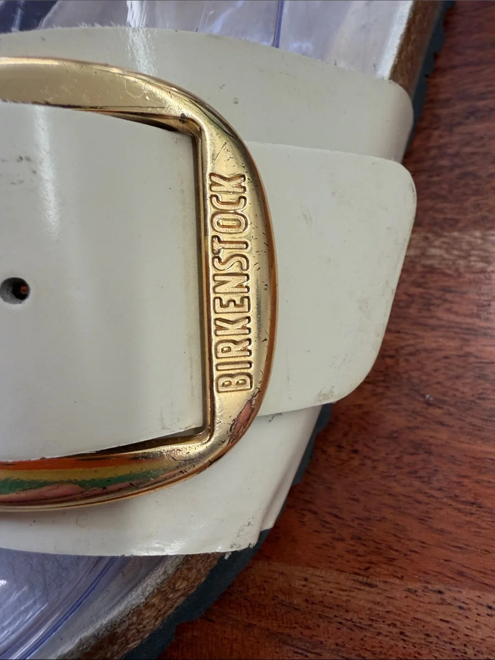 Birkenstock Madrid Big Buckle Slide Sandals with Gold Buckle
